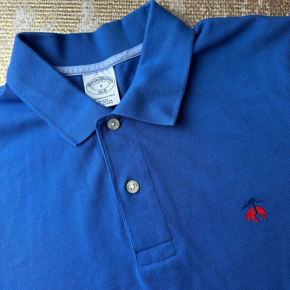 BROOKS BROTHERS Men’s Blue Short Sleeve Performance Slim Fit Polo | Size Small